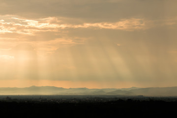colorful dramatic sky with cloud at sunset