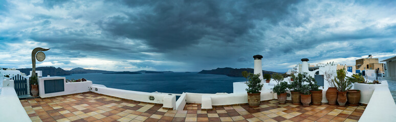 Fototapeta na wymiar Panorama of Oia town. Oia Santorini Island