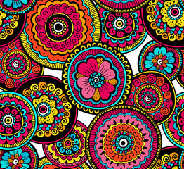 Decorative nature ornamental seamless pattern. Beautiful colorful doodle art pattern. Zentagle style. Ethnic pattern
