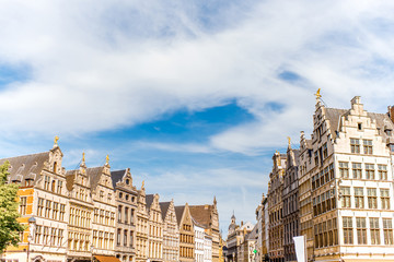 Fototapeta na wymiar View on the beautiful buildings on the Grote Markt square in Antwerpen city in Belgium
