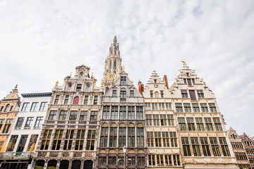 View on the beautiful buildings on the Grote Markt square in Antwerpen city in Belgium