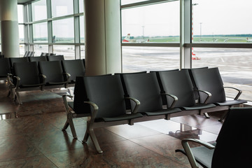 contemporary lounge with seats in the airport