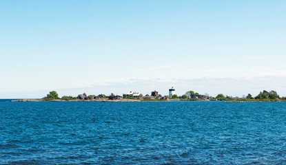 The lighthouse Svartklubben during sunny weather.