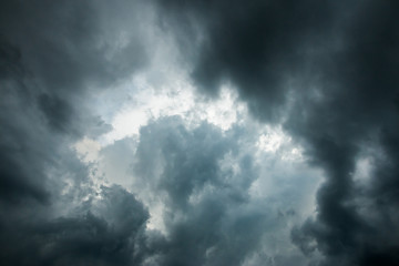Fototapeta na wymiar Rain clouds and gloomy sky in black and white
