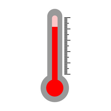 Hot Weather, Thermometer Showing High Temperature Vector Isolated