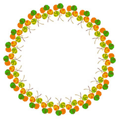 Round frame with fallen leaves. Vector clip art.