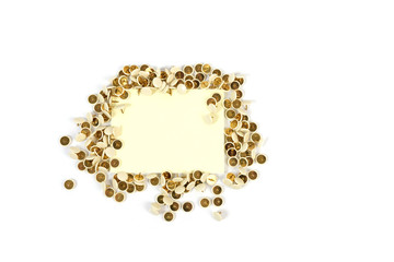 a bunch of thumbtack around a notice paper