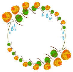 Round frame with fallen leaves. Vector clip art.