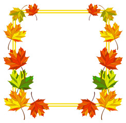 Square frame with fallen leaves. Vector clip art.