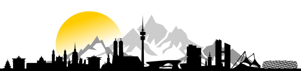 Fototapeta premium Skyline München Berge