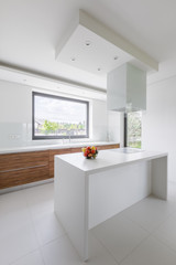 White kitchen with island