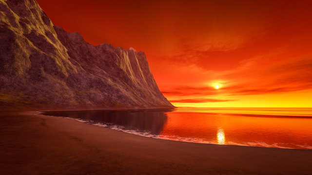 beautiful fantasy sunset over the ocean