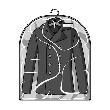 black coat in dry cleaning bag clip art preview