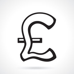 Silhouette of British pound sign. Vector illustration. The symbol of world currencies. Design element for menus, showcases, wallpapers and interfaces
