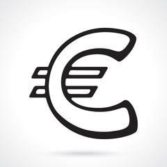 Silhouette of European euro sign. Vector illustration. The symbol of world currencies. Design element for menus, showcases, wallpapers and interfaces