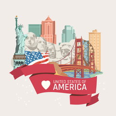 Welcome to USA. United States of America poster. Vector illustration about travel - 163839573
