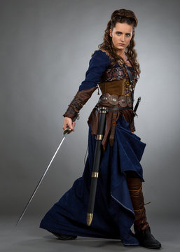 Medieval Warrior Woman Stock Photo Adobe Stock