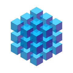 transparent isometric cubes stacked in a block - 163841964