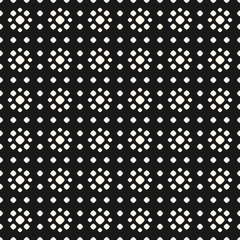 Dotted seamless pattern, vector monochrome polka dot texture with small circles, stippling floral shapes. Abstract black geometric background, repeat tiles. Design element for decor, covers, digital