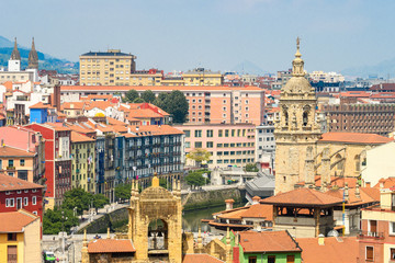 Fototapeta na wymiar panoramic view of Bilbao old town, Spain
