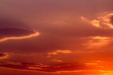 colorful dramatic sky with cloud at sunset
