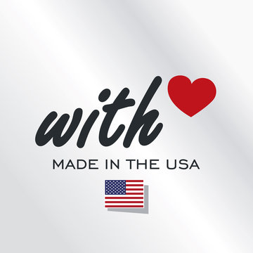 With Love Made in the USA logo silver background
