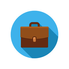Briefcase Vector Icon in circle with long shadow