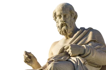 Wandaufkleber Historisches Monument Der griechische Philosoph Platon auf weißem Hintergrund