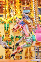 carousel horse merry-go-round horse ride funfair- Stock Photo photograph, image, picture, 