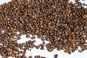 Spilled roasted coffee beans arabica