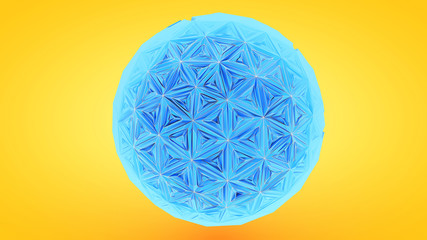 Colorfull Triangulation Sphere, Deformed Surface, 3D Rendering