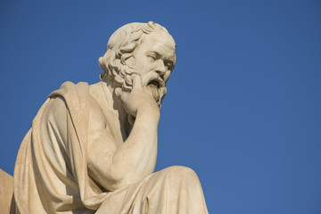 Statue of the Greek philosopher Socrates in front of the Academy of Athens, Greece
