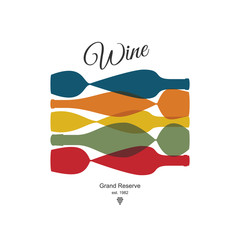 Wine list design. Vector brochure template for winery, cafe, restaurant, bar. Wine bottles and glasses - 163848171