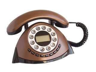 Isolated brown home telephone