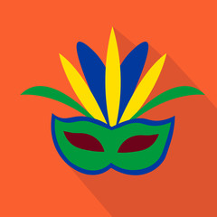 Mask cartoon flat icon. Brazil. Ceremony.Vector illustration