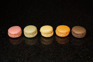 Five (5) French Macarons All in a Line