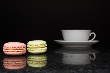 Two French Macarons & a Tea Cup