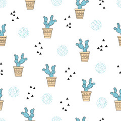Abstract seamless cactus pattern. Vector trendy print.