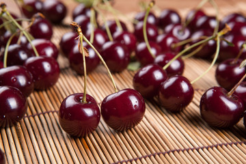 Ripe sweet cherry on a napkin