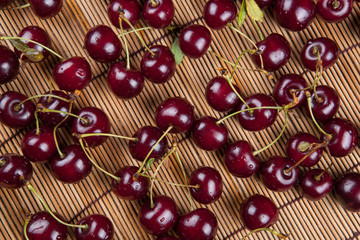 Ripe sweet cherry on a napkin