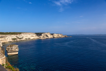 Fototapeta na wymiar Island of Corsica, France. Picturesque shores of the sea in Bonifacio
