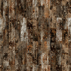 Background of rustic parquet wood grain texture with knots which can be tiled in a seamless pattern.