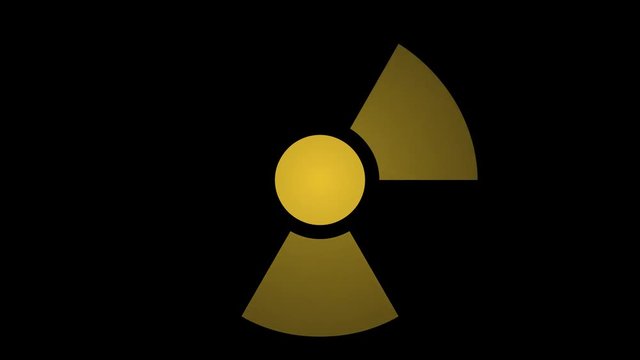 Radiation Symbol Fluctuating w/ Alpha. Graphic pictogram element of the blades on a yellow ionizing radiation warning sign fluctuating ON and OFF. Includes alpha channel for transparency.