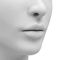 Female lips and nose. 3D rendering image