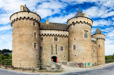 Panoramic view of Chateau de Suscinio in Gulf of Morbihan, Brittany (Bretagne), France.