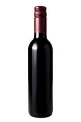 Red wine in bottle., Isolated on a white background.