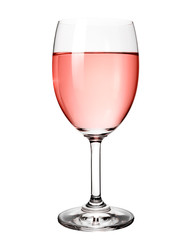 Red wine in glass., Isolated on a white background.