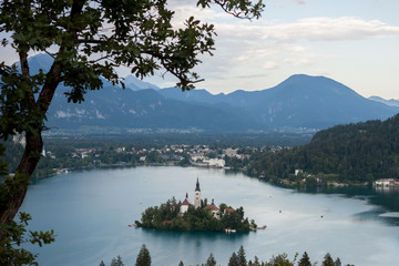 Bled lake with beautiful island