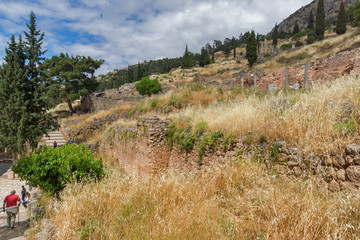 Fototapeta na wymiar Ruins of Ancient Greek archaeological site of Delphi, Central Greece
