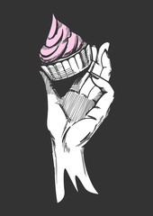 Hand with cake